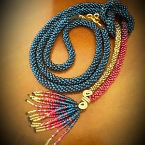 Necklace, Montana Blue, Gold, Magenta, Bead